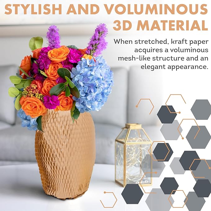 Brown Honeycomb Packing Paper for Moving Breakables, 15 Inch x 100 Feet. Fragile Shipping Supplies. Perforated Packing Materials for Fragile Items. Moving Paper Wrap. Eco Friendly Packaging