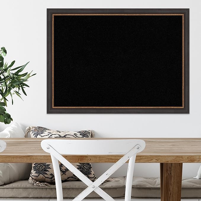 Amanti Art Black Cork Board for Wall, 23x31 Vision Board with Black Wood Frame, Medium Corkboard Office Decor for Home Organization, Traditional Corkboard Pinboard to Display Items for Home