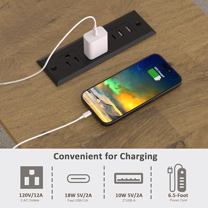 Lateral File Cabinet 3 Drawer File Cabinet with Charging Station, Printer Stand with Open Adjustable Storage Shelves, Lateral Filing Cabinet for Home Office, White