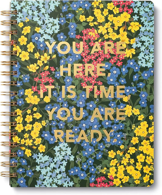 Compendium Spiral Notebook - You are here, it is time, you are ready. — A Designer Spiral Notebook with 192 Lined Pages, College Ruled, 7.0”W x 9.25”H