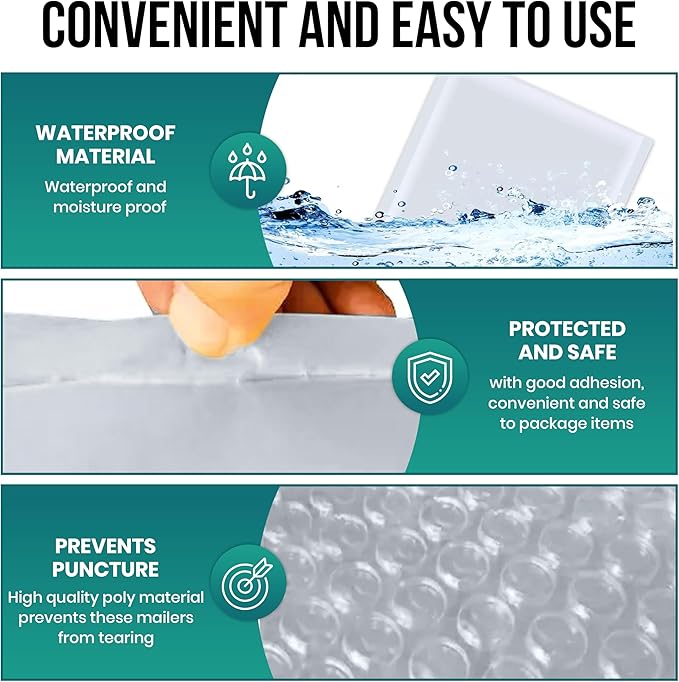 Levex - #5 10.5" x 16" [100 Pack] Poly Bubble Mailers, Padded Envelope Mailers, Packing Envelope & Mailing Bags for Shipping