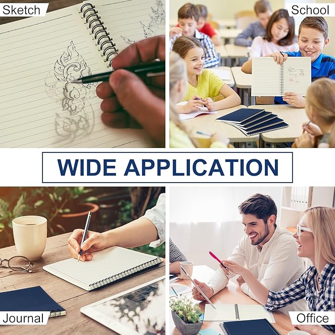 Yahenda 2 Pcs Spiral Notebook Bulk A5 Journal Lined 8.3'' x 5.5'' Writing Composition Paper Small Notepad Subject Notebook for Students Office Business Back to School Supplies (Deep Blue)