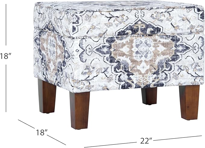 Home Decor | Dinah Collection Modern Storage Ottoman | Ottoman with Storage for Living Room & Bedroom(Antiqued Ebony Cream)