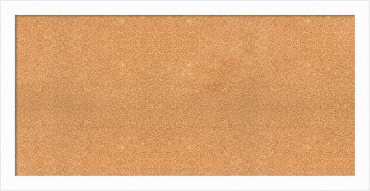 Amanti Art Natural Cork Board for Wall, 25x49 Vision Board with White Frame, Oversize Corkboard Office Decor for Home Organization, Casual Corkboard Pinboard to Display Items for Home Organization in