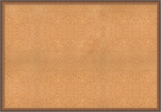 Amanti Art Natural Cork Board for Wall, 36x52 Vision Board with Bronze Frame, Oversize Corkboard Office Decor for Home Organization, Modern Corkboard Pinboard to Display Items for Home Organization