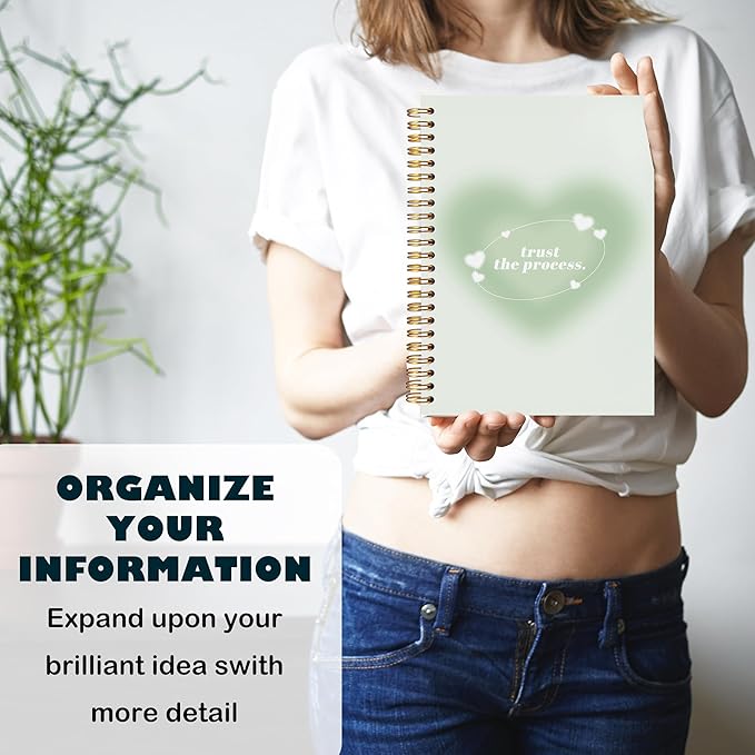 BearCake Trendy Y2K Green Aura Preppy Notebook Journal, Trust the Process Inspirational Notebooks, Aesthetic Notebooks, Green Aesthetic Office Supplies, Hardcover Spiral Notebook 5.5x8.3