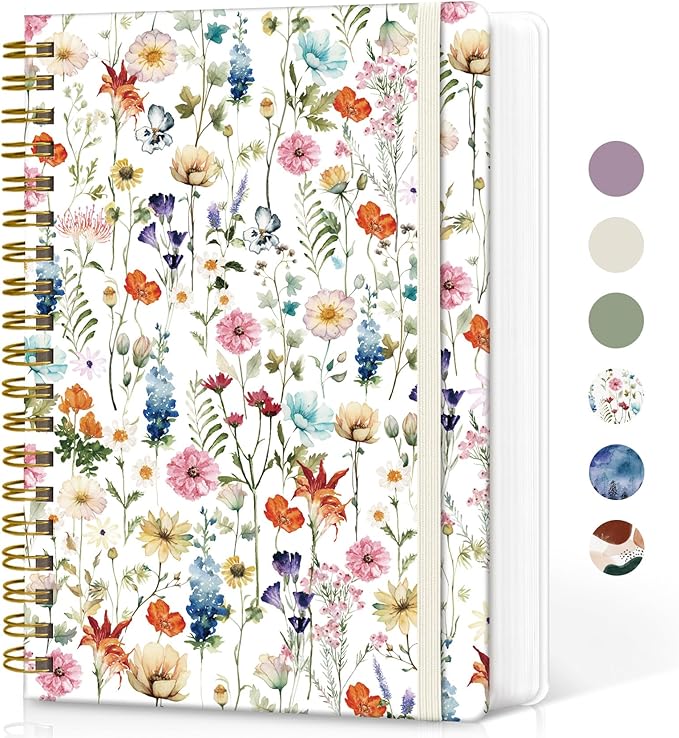 Spiral Dotted Notebook Journal for Work, 300 Pages, Thick B5 (7.1"x10") Bullet Dotted Journal for Women & Writing, Hardcover Notebook for Note Taking, Perfect for Work School Note Taking Business, Floral