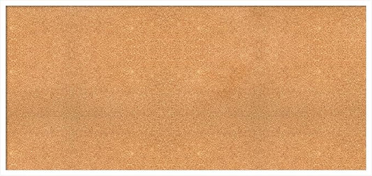 Amanti Art Natural Cork Board for Wall, 25x53 Vision Board with White Frame, Oversize Corkboard Office Decor for Home Organization, Modern Corkboard Pinboard to Display Items for Home Organization in