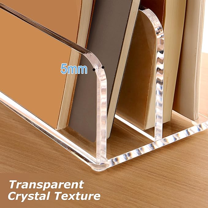 SANRUI Acrylic Mail Sorter Desktop Organizer Holder, 2 Compartments Clear Small File Script Letter Office Document Storage for Desk Bill Filling Envelope Holder Office, Home, School Desk Organization