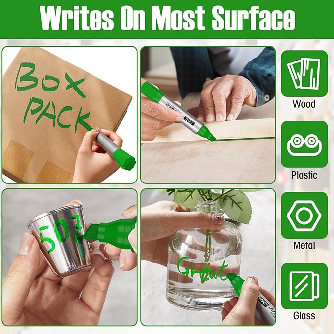 Fuutreo 10 Pack Jumbo Permanent Markers Bulk Large Chisel Tip Permanent Markers Quick Drying Waterproof Big Huge Poster Pens for Office, Logistics Company and More(Grass Green)