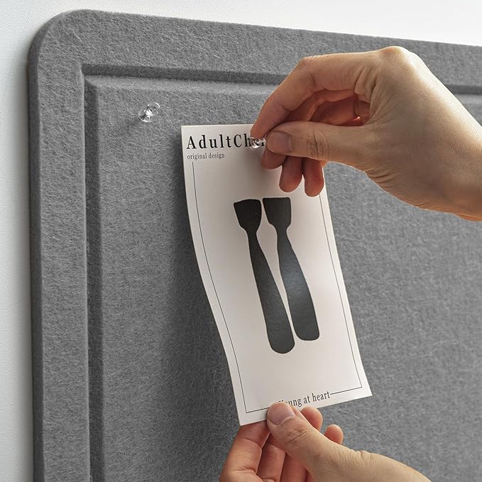 Large Bulletin Board - 48 x 36 Inches, Decorative Felt Pin Board for Wall - 4' x 3' Foldable Photo Display Board with Self-Adhesive Tape, Includes 20 Push Pins - Gray