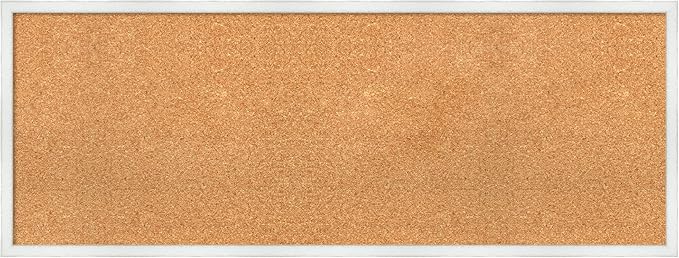Amanti Art Natural Cork Board for Wall, 17x45 Vision Board with White Frame, Oversize Corkboard Office Decor for Home Organization, Country Rustic Corkboard Pinboard to Display Items for Home