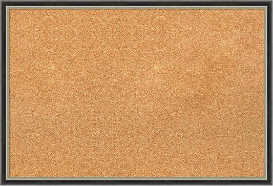 Amanti Art Natural Cork Board for Wall, 17x25 Vision Board with Black Wood Frame, Medium Corkboard Office Decor for Home Organization, Modern Contemporary Corkboard Pinboard to display items for home