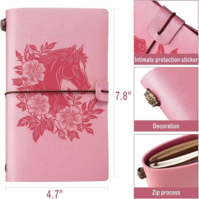 Horse Gifts for Women Girls Horse Stuff Leather Journal Notebook with Pen for Horse Lovers Leather Refillable Notebook, Sketchbook, Travel Diary