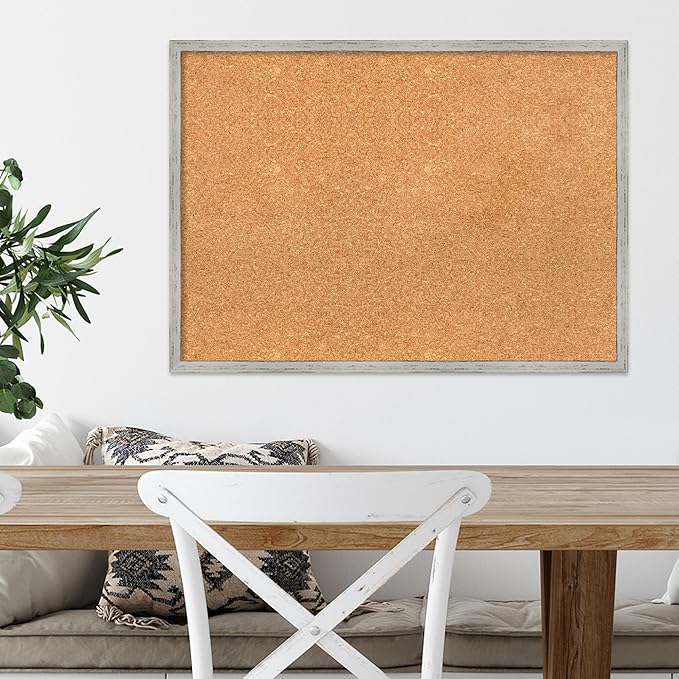Amanti Art Natural Cork Board for Wall, 21x29 Vision Board with White Frame, Medium Corkboard Office Decor for Home Organization, Cottage Corkboard Pinboard to Display Items for Home Organization in