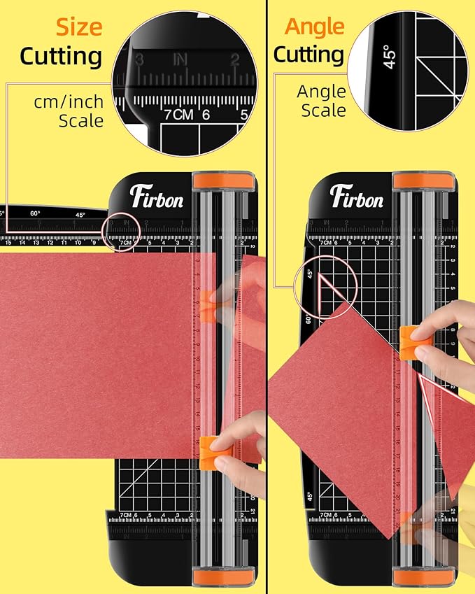 Firbon Black A5 Paper Cutter, Straight Small Paper Trimmer with Side Ruler for Scrapbooking Craft, Paper, Coupon, Label, Cardstock