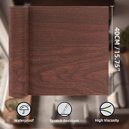 GSCIT Club Wood Grain Repair Tape, 15.7 inch X 25ft Self Adhesive Cherry Grain Repair Patch for Tables, Chairs, Baseboards, Doors, Windows, Floors, Handicraft DIY.