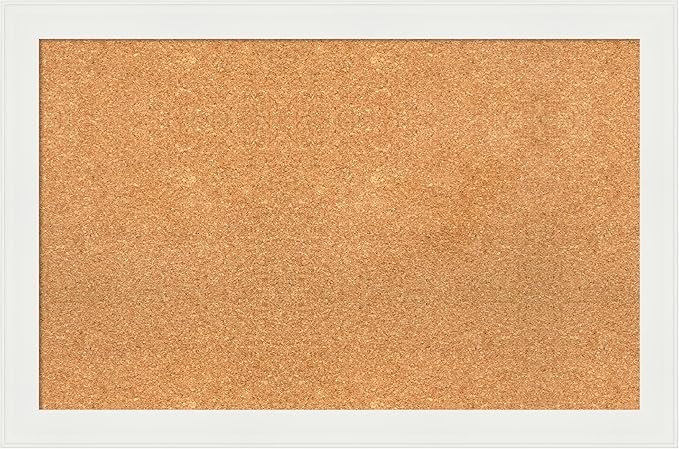 Amanti Art Natural Cork Board for Wall, 23x35 Vision Board with White Frame, Large Corkboard Office Decor for Home Organization, Casual Corkboard Pinboard to Display Items for Home Organization in