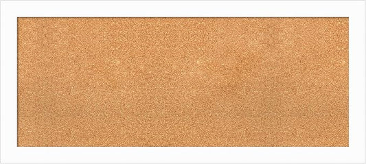 Amanti Art Natural Cork Board for Wall, 19x43 Vision Board with White Frame, Large Corkboard Office Decor for Home Organization, Casual Corkboard Pinboard to Display Items for Home Organization in