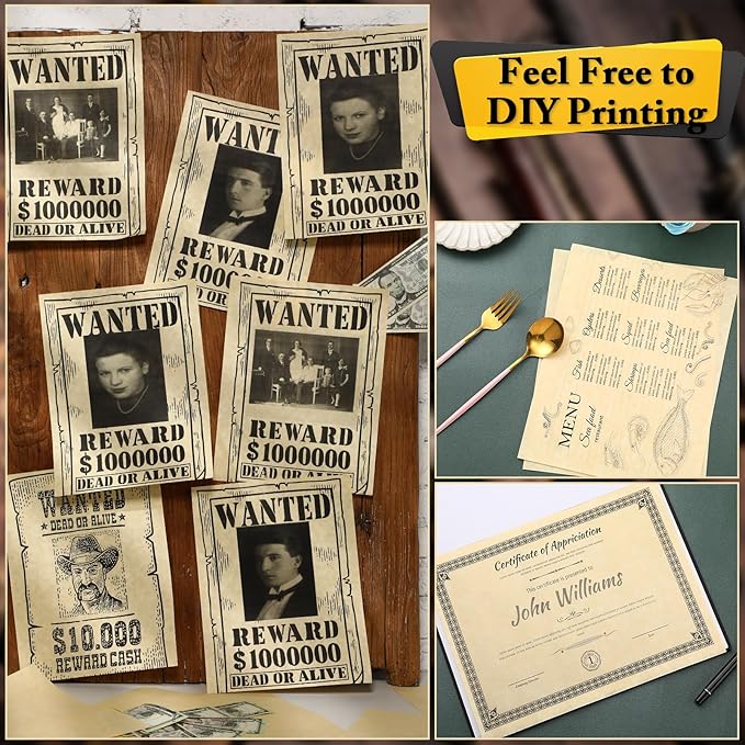 Epakh 150 Pcs Old Age Parchment Paper 8.5 x 11 Inch Standard Letter Vintage Colored Old Parchment Semblance Double Side Printing Paper (Light Beige)