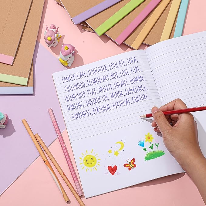 Henoyso 60 Pcs Primary Composition Notebook 9 3/4 x 7 1/2 Inch Kids Journal, Back to School Supplies, K-2 Primary Writing Notebook for Kids Student Draw and Write Story Journal (Macaron Color)