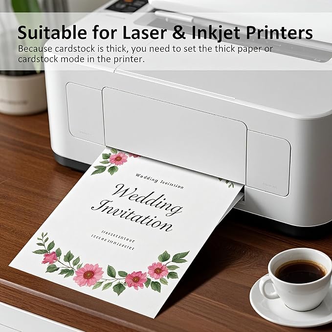 OcePor 50 Sheets White Cardstock 8.5 x 11, 92lb/250gsm Card Stock Paper, Thick Printer Cardboard Paper, Heavy Cardstock for Invitation, Resume, Certificate, Business Cards, Office