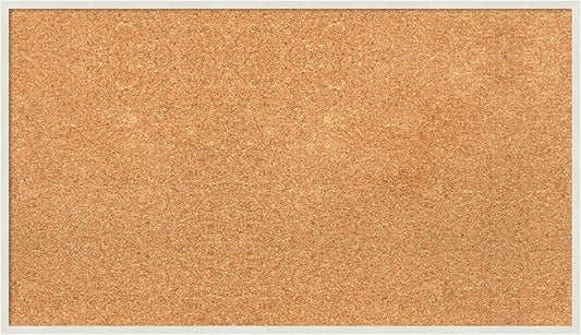 Amanti Art Natural Cork Board for Wall, 17x29 Vision Board with White Frame, Medium Corkboard Office Decor for Home Organization, Modern Corkboard Pinboard to Display Items for Home Organization in