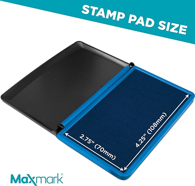 MaxMark Large Blue Stamp Pad - 2-3/4" by 4-1/4" - Premium Quality Felt Pad