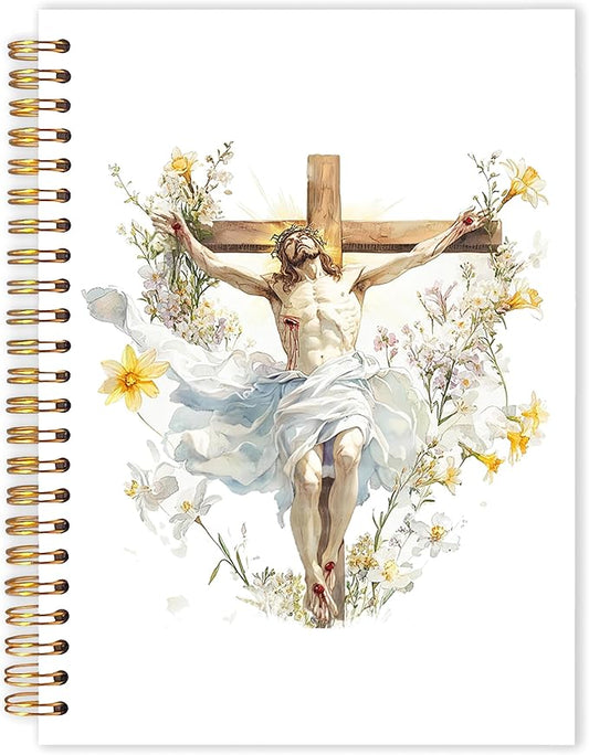 Qabliqo Christian Jesus Spiral Notebooks, Resurrection of Jesus Journals for Writing, Religious Christian Journal for Women Men, Faith Based Gifts Notebook for Note Taking, 5.5x8.3 Inch