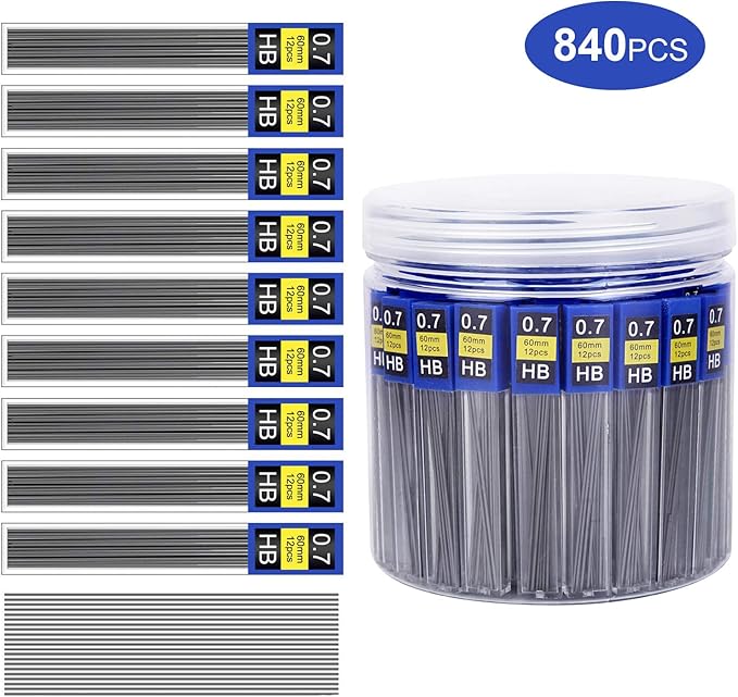 Morepack 840 Pieces Lead Refills,0.7 mm HB,Break Resistant Mechanical Pencil Refills,70 Tubes (840 Pieces)