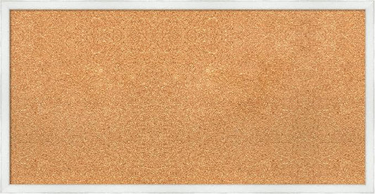 Amanti Art Natural Cork Board for Wall, 17x33 Vision Board with White Frame, Medium Corkboard Office Decor for Home Organization, Country Rustic Corkboard Pinboard to Display Items for Home