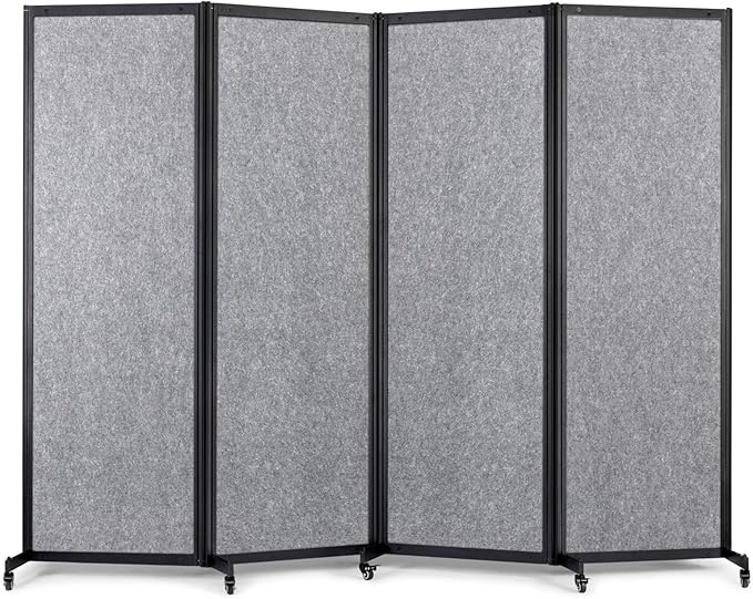 Room Partition,Office Divider,Portable Commercial Screen Dividers,Privacy Partition Separator,Classroom School Dividers, 8'5"L* 6'7"H,4 Panel,Light Grey