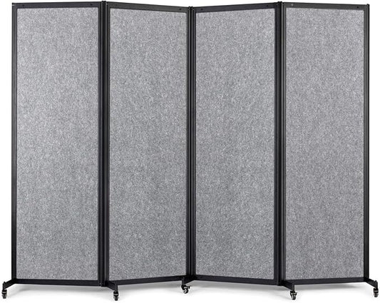 Room Partition,Office Divider,Portable Commercial Screen Dividers,Privacy Partition Separator,Classroom School Dividers, 8'5"L* 6'7"H,4 Panel,Light Grey