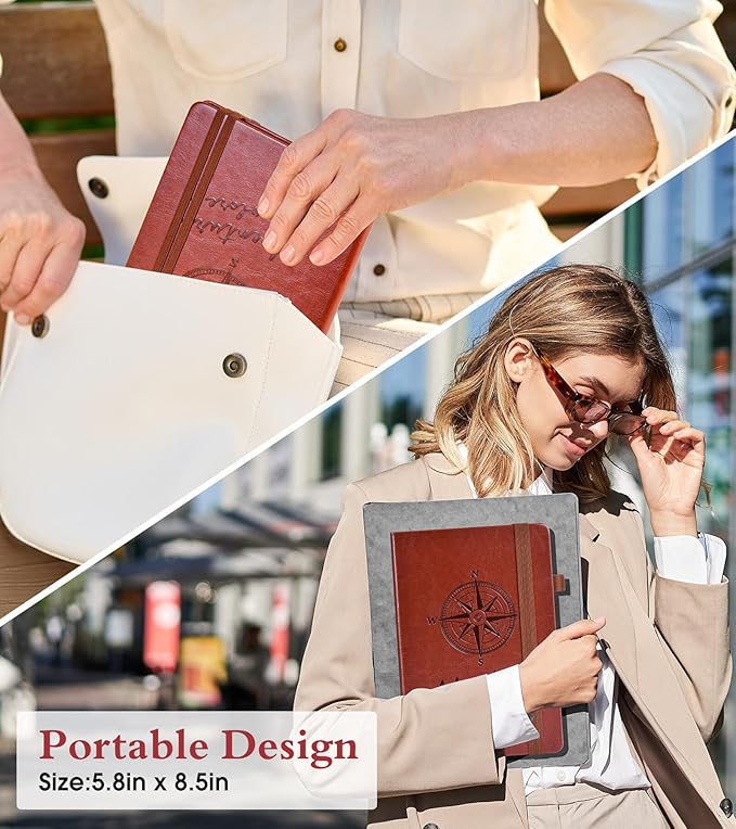 Blank Journal Notebook for Women Men,160 Pages,Inner Pocket,A5 Hardcover Sketchbook for Drawing, Sketch book, Unlined Notebooks for School,Work,Travel Journals for Writing 5.8"x8.5" (Brown)