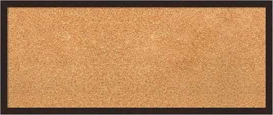 Amanti Art Natural Cork Board for Wall, 13x31 Vision Board with Brown Wood Frame, Medium Corkboard Office Decor for Home Organization, Rustic Farmhouse Corkboard Pinboard to display items for home
