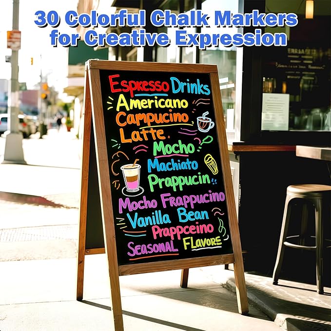 46 Pack Liquid Chalk Markers for Blackboard, Dry Erase Markers Pens for Chalkboard Calendar Window Car Glass, 6mm Reversible Tip, Dust-Free Chalk Pens for School Kids Bistro Businesses Restaurants