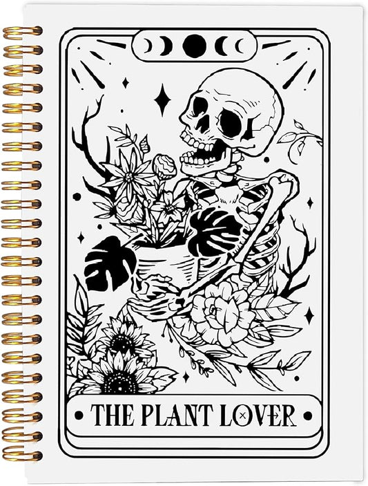 The Plant Lover Tarot Journal Notebook - Plant Lover Gifts for Women, Plant Lady Mom Gifts, Gothic Skeleton Notebook, Witchy Journal, Gothic Office Supplies, Spiral Notebook 5.5x8.3