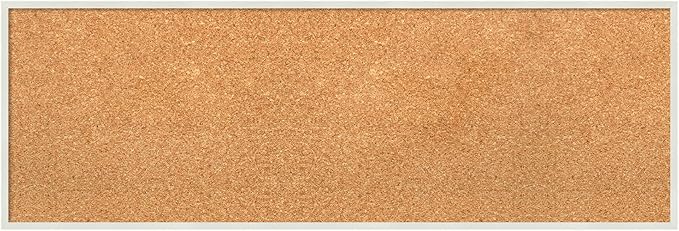 Amanti Art Natural Cork Board for Wall, 13x37 Vision Board with White Frame, Medium Corkboard Office Decor for Home Organization, Modern Corkboard Pinboard to Display Items for Home Organization in