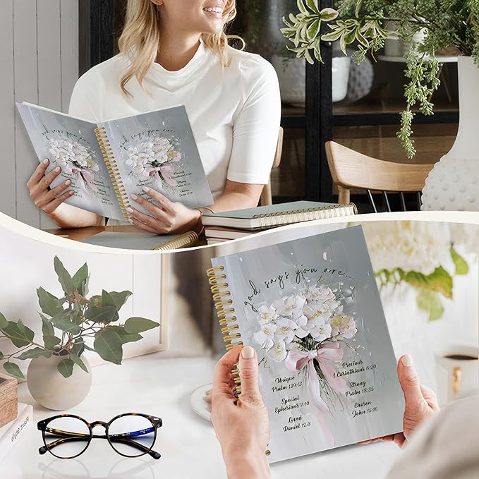 Christian Floral Spiral Notebook Journal, Vintage Hydrangea Flower Bible Notebooks for Note Taking, Christian Gifts for Women, Bible Journaling Hardcover Spiral Journal 5.5x8.3 Inches Writing Pads