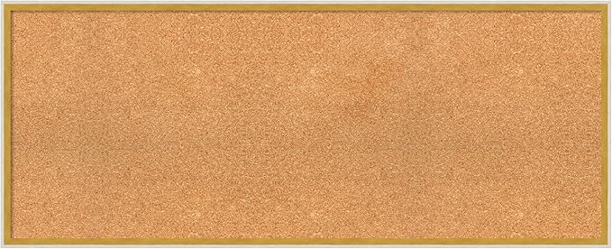 Amanti Art Natural Cork Board for Wall, 19x47 Vision Board with White Frame, Oversize Corkboard Office Decor for Home Organization, Modern Corkboard Pinboard to Display Items for Home Organization in