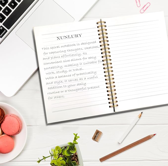 Lucky You Notebook, Preppy Aesthetic Journal, Preppy Pink Girly Cute Journals for Women, Sparkle Rose Gold Glitter Spiral Notebooks 5.5x8.3 Inch