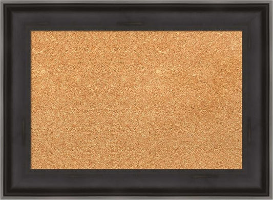 Amanti Art Natural Cork Board for Wall, 16x22 Vision Board with Black Wood Frame, Small Corkboard Office Decor for Home Organization, Casual Corkboard Pinboard to Display Items for Home Organization