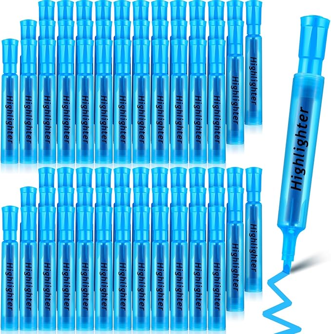 Qilery 72 Pack Highlighters Bulk, Tank Style Chisel Tip Highlighters Markers Quick Drying for Kids and Adult Coloring, Classroom Home Office School Supplies (Blue)