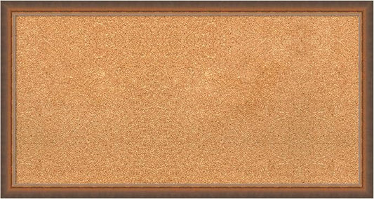 Amanti Art Natural Cork Board for Wall, 18x34 Vision Board with Bronze Frame, Medium Corkboard Office Decor for Home Organization, Modern Corkboard Pinboard to Display Items for Home Organization in
