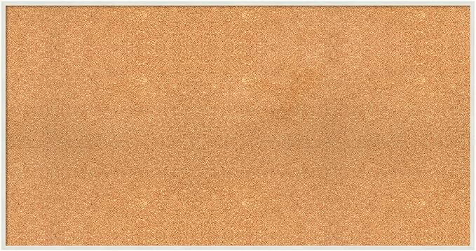 Amanti Art Natural Cork Board for Wall, 23x43 Vision Board with White Frame, Oversize Corkboard Office Decor for Home Organization, Modern Corkboard Pinboard to Display Items for Home Organization in