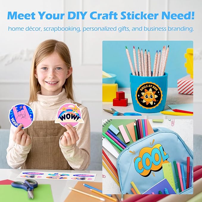 TECKWRAP Printable Vinyl Sticker Paper for Inkjet Printer, Matte Inkjet Printable Vinyl, 8.26" x 11.69" A4 56 Sheets/Pack Photo Paper for Craft Scrap-Booking, Stickers, Labels