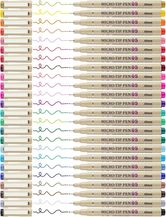 [24 Colors] 05 Micro, Fineliner Pen Set Ink, Fine Point Pen,Multi-liner, Sketching, Anime,Artist Illustrating/Technical Drawing, Office Documents…