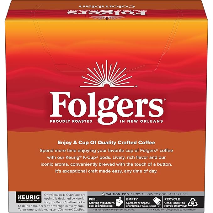 Folgers Colombian Medium Roast Coffee, 128 Keurig K-Cup Pods