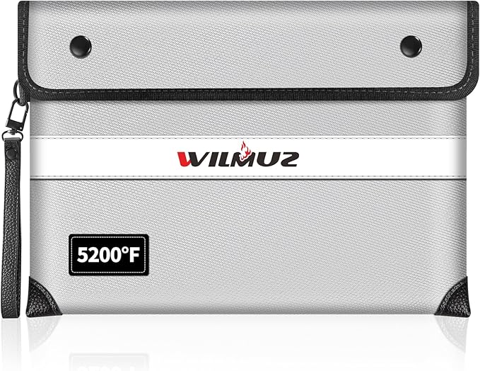 Fireproof Money Bag for Cash,Fireproof Document Bag 5200°F Heat Insulated,Safe Fireproof Storage Pouch with Zipper,8 Layers of Heat Insulated Materials,11 x 7.7 inch(Silvery)