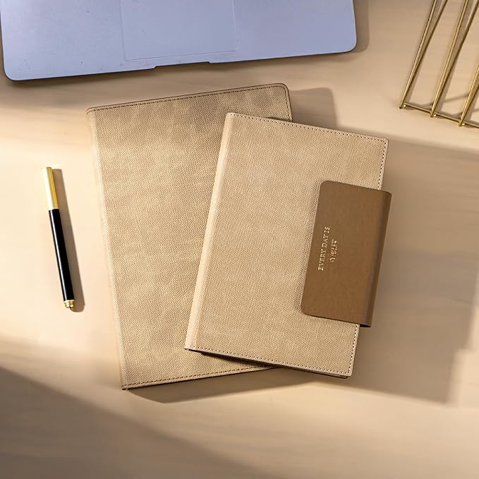 MINICAGIE Lined Leather Journals for Writing A5 Journaling Notebooks with 100 GSM Thick Paper Journal Notebook for Men & Women with Buckle Closure,Work Travel Note Taking Diary, 5.7" x 8.3", Brown